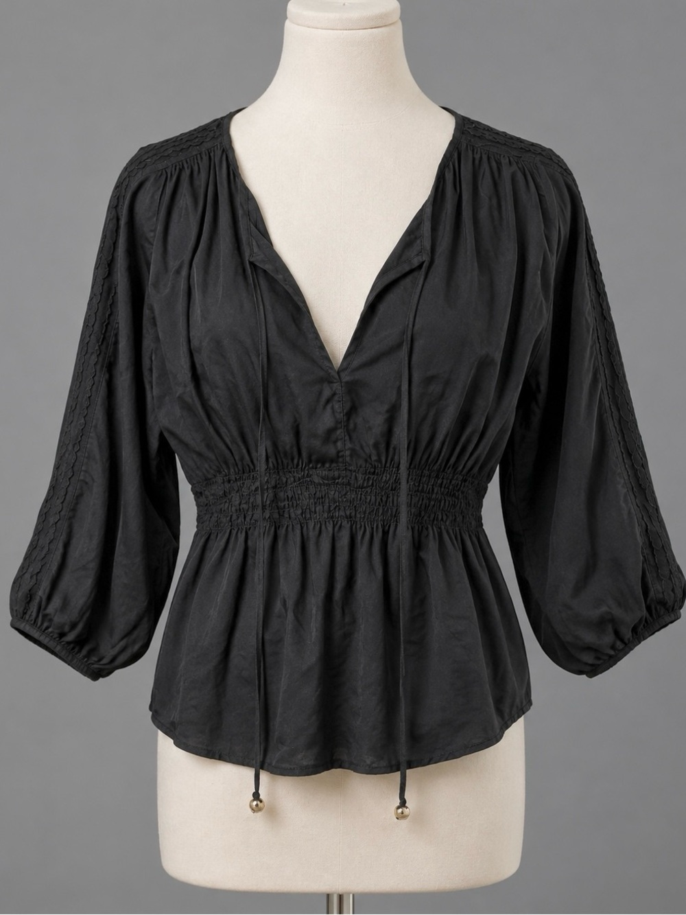 Juicy Couture Silk Tie Sleeve Blouse Top